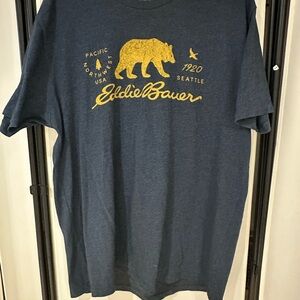 Eddie Bauer Navy and Gold Bear Graphic Tee